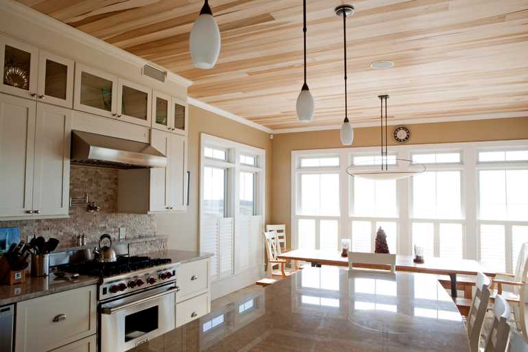 Lining the ceiling in the kitchen